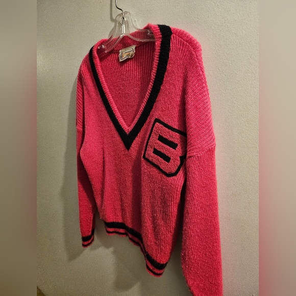 Vintage Junior Bazaar Burnt Pink Deep V-Neck Crewneck Sweater | Size Medium - Picture 10 of 13